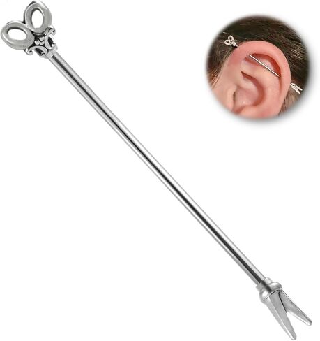 16G Key Industrial Piercing Jewelry Surgical Steel, Heart Industrial Bar Piercing, Industrial Jewelry for Women and Men in Kuwait