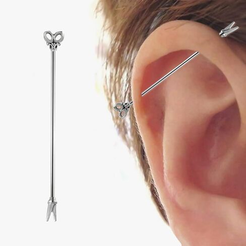16G Key Industrial Piercing Jewelry Surgical Steel, Heart Industrial Bar Piercing, Industrial Jewelry for Women and Men in Kuwait