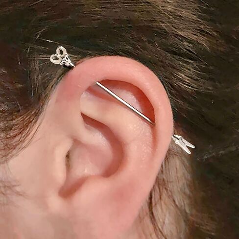 16G Key Industrial Piercing Jewelry Surgical Steel, Heart Industrial Bar Piercing, Industrial Jewelry for Women and Men in Kuwait