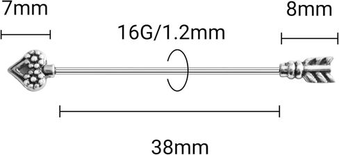 16G مفتاح ثقب المجوهرات الصناعية الفولاذ الجراحي، ثقب شريط القلب الصناعي، المجوهرات الصناعية للنساء والرجال in Kuwait