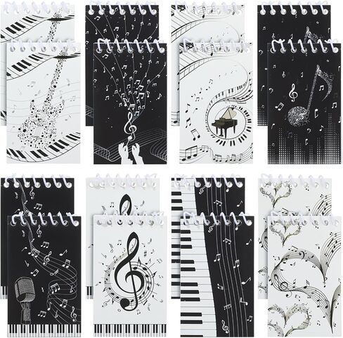Pineraap 16 PCS MUSIC MINI Notepads Spiral Notebook ، 3.9 × 2.4 بوصة الحفلات الموسيقية ، وسادات المذكرة الجيب لأكياس هدايا حفلة عيد الميلاد ، واللوازم المدرسية ، وجوائز الفصول الدراسية in Saudi Arabia