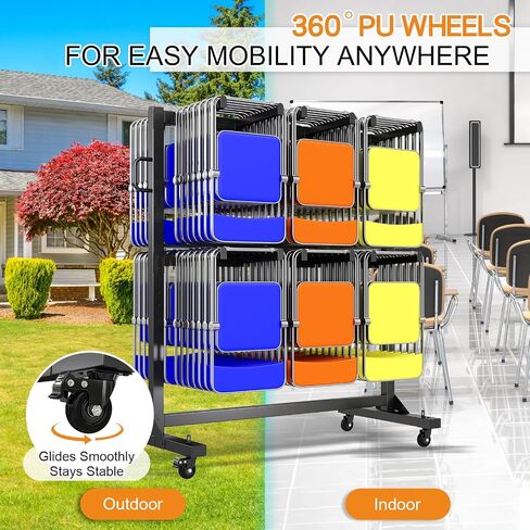 Specraft Folding Chair Rack and Table Cart for 84 Chairs or 12 Tables, 1100 lbs Capacity, PU Wheels, Dust Cover, Elastic Cords, Black in Kuwait