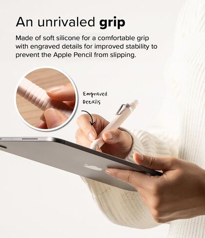 Ringke Silicone Drafting Pencil Case Compatible with Apple Pencil 2nd Generation and Apple Pencil Pro Case, Perfect Grip Silicone Protective Cover Sleeve Accessories - Black in Saudi Arabia
