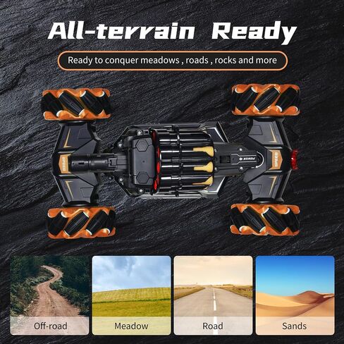 RC Car Shoot Nerf Bullet, Remote Control Hand Gesture Stunt Drift Truck, 360°Rotating Battle Tanks with Soft Bullets Water Bomb, Spray, Music, Led, Toy Gifts （Orange） in Saudi Arabia
