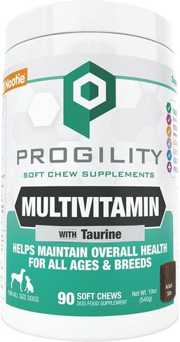 Nootie Progility Mini Multivitamin للكلاب الصغيرة، مكمل متعدد الفيتامينات للكلاب مع توراين، 60 مضغ ناعم لكل حاوية in Saudi Arabia