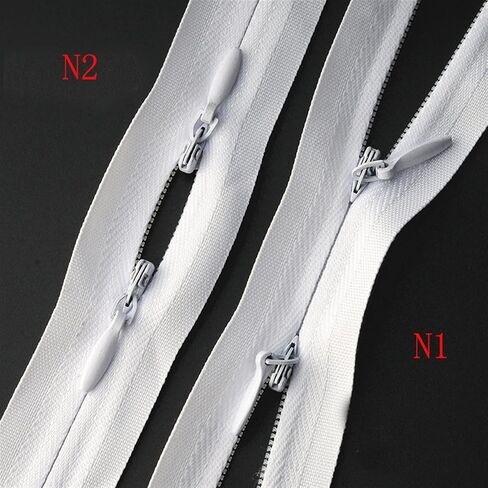 mdingbao-zippers 3# 5pcs سحابات غير مرئية مزدوجة الرأسين لخياطة سستة ملابس الرضاعة الطبيعية لقماش نايلون الملابس ، قوية وقوية (اللون: أبيض 150 سم N1 ، الحجم: 60 سم) in Saudi Arabia