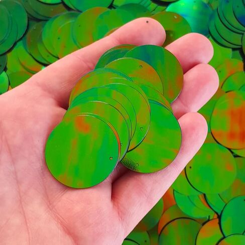 160 Pieces Flat Assortment 30mm Top Hole Round Sequins, 30mm (1.18'') Bulk Loose Top Hole Assorted Multicolor Large Round Sequins for Craft DIY Sewing Decorations Arts in Kuwait