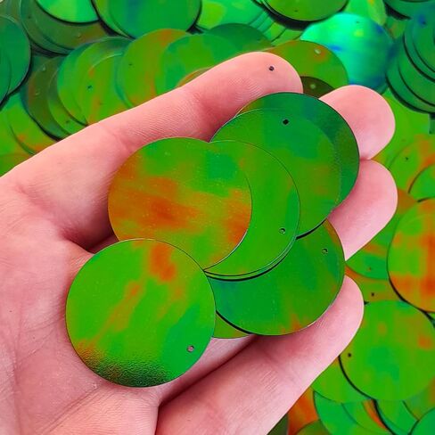 160 Pieces Flat Assortment 30mm Top Hole Round Sequins, 30mm (1.18'') Bulk Loose Top Hole Assorted Multicolor Large Round Sequins for Craft DIY Sewing Decorations Arts in Kuwait