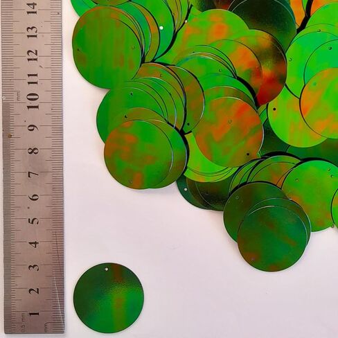 160 Pieces Flat Assortment 30mm Top Hole Round Sequins, 30mm (1.18'') Bulk Loose Top Hole Assorted Multicolor Large Round Sequins for Craft DIY Sewing Decorations Arts in Kuwait