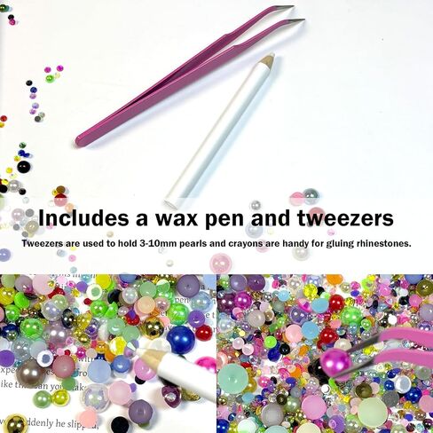 50g Flatback Rhinestones and Pearls, 3-10mm Flat Back Pearls for Crafting, Rhinestones for Bedazzling, Half Pearl Resin Rhine Stone Kit for Crafting, Nails, Charms in Kuwait