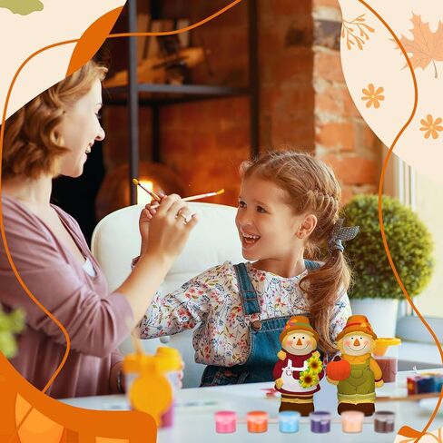 Seenelling 2 حزمة حصاد الخريف جاهزة لطلاء تماثيل جنوم الخاصة بك 4 بوصات DIY مجموعة تماثيل جنوم من السيراميك غير المطلية، سيراميك فارغ قابل للطلاء للفصول الدراسية الفنية والحرف اليدوية وديكورات جنوم عيد الشكر in Kuwait