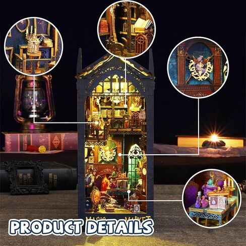 Kisoy DIY Book Nook Miniature Kit with 3D Wooden Puzzle, DIY Manual Book Stand for Bookshelf Insert Decor for Creative Assembled Bookends for Romantic Gift (Detective Famous Agency) in Kuwait