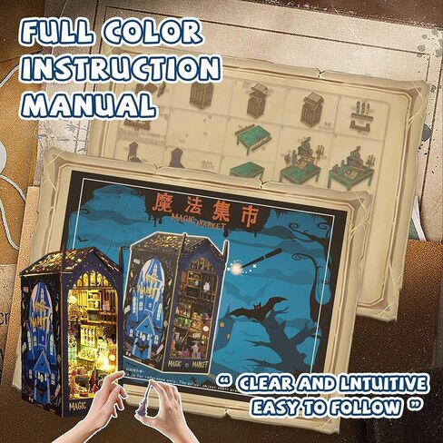 Kisoy DIY Book Nook Miniature Kit with 3D Wooden Puzzle, DIY Manual Book Stand for Bookshelf Insert Decor for Creative Assembled Bookends for Romantic Gift (Detective Famous Agency) in Kuwait