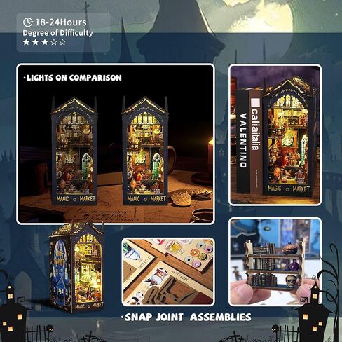 Kisoy DIY Book Nook Miniature Kit with 3D Wooden Puzzle, DIY Manual Book Stand for Bookshelf Insert Decor for Creative Assembled Bookends for Romantic Gift (Detective Famous Agency) in Kuwait