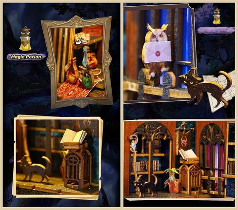 Kisoy DIY Book Nook Miniature Kit with 3D Wooden Puzzle, DIY Manual Book Stand for Bookshelf Insert Decor for Creative Assembled Bookends for Romantic Gift (Detective Famous Agency) in Kuwait