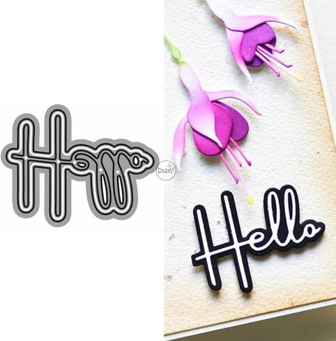 Dzixy Shadow Word Hello Dies Metal Cutting Dies for Card Making Kiting Paper Die Cuts Stet Scrapbook Stencils Supplies Machine Templates in Kuwait