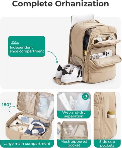 BAGSMART Travel Laptop Backpack Women, 17.3 Inch Carry On Backpack Flight Approved, Personal Item Backpack Travel Bag, 35L Water Resistant Casual Daypack, Camer in Saudi Arabia