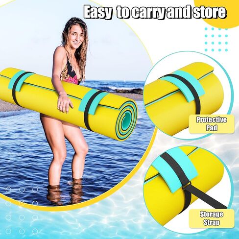 Floating Water Mat,6/7/8/9/10/12/18FT Lily Pad Floating Mats for The Water,3-Tier XPE Foam Floating Water Pad for Adults Kids with Bungee Tether/Storage Strap,Floating Mat for Lake,Pool,Beach in Saudi Arabia