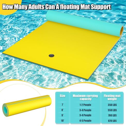 Floating Water Mat,6/7/8/9/10/12/18FT Lily Pad Floating Mats for The Water,3-Tier XPE Foam Floating Water Pad for Adults Kids with Bungee Tether/Storage Strap,Floating Mat for Lake,Pool,Beach in Saudi Arabia