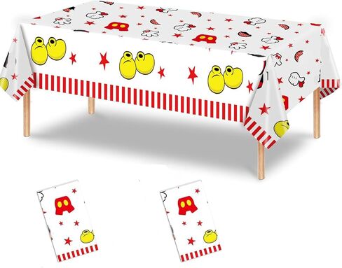 2Pcs Cartoon Rectangular Tablecloth 86x52 Inches for Kids Happy Birthday Table Decorations Plastic Disposable Table Cover Supplies in Saudi Arabia