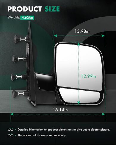SCITOO Left and Right Side Mirrors fit for 2002 2003 2004 2005 2006 2007 2008 For Ford E150 E250 E350 E450 E550 Van(Pair Set) Manual Fold Non-heated Puddle Light Manual adjustment Mirrors FO1320253 in Saudi Arabia