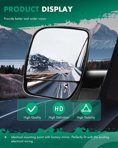 SCITOO Left and Right Side Mirrors fit for 2002 2003 2004 2005 2006 2007 2008 For Ford E150 E250 E350 E450 E550 Van(Pair Set) Manual Fold Non-heated Puddle Light Manual adjustment Mirrors FO1320253 in Saudi Arabia