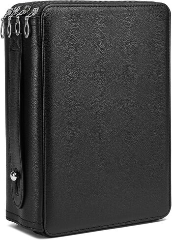 YOUNGCOL 200 Slots Colored Pencil Case - Deluxe PU Leather Pencil Organizer Holder With Zipper Closure Large Pencil Box for Colored Pencils Watercolor Pencils (Black, 200 Slots) in Saudi Arabia
