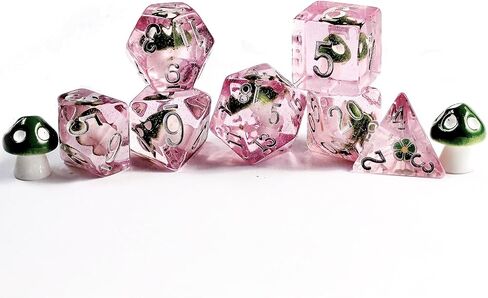 Mushroom 7pcs dnd polyhedral dice set ، Dicsroom Dice DiCe للدور في لعب ألعاب الزهر وألعاب RPG MTG Table Games in Kuwait