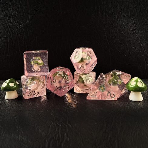 Mushroom 7pcs dnd polyhedral dice set ، Dicsroom Dice DiCe للدور في لعب ألعاب الزهر وألعاب RPG MTG Table Games in Kuwait