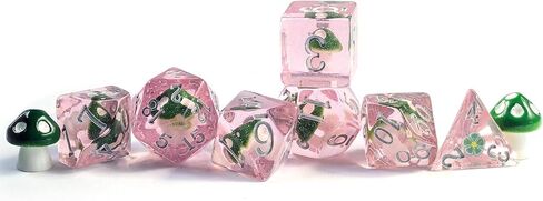 Mushroom 7pcs dnd polyhedral dice set ، Dicsroom Dice DiCe للدور في لعب ألعاب الزهر وألعاب RPG MTG Table Games in Kuwait