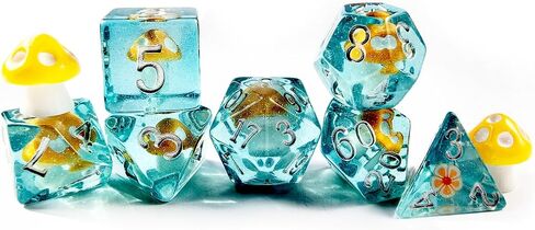 Mushroom 7pcs dnd polyhedral dice set ، Dicsroom Dice DiCe للدور في لعب ألعاب الزهر وألعاب RPG MTG Table Games in Kuwait