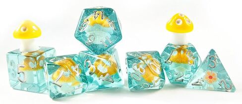Mushroom 7pcs dnd polyhedral dice set ، Dicsroom Dice DiCe للدور في لعب ألعاب الزهر وألعاب RPG MTG Table Games in Kuwait