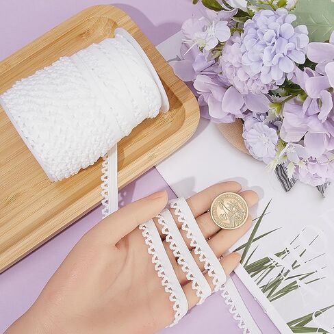 GORGECRAFT 27m 11mm Wide Picot Loop Elastic Lingerie Trim Frilly Spandex Lace Ribbon Stretch Band Webbing Decorative Edges Trimming for Underwear Dress Headbands Sewing Craft White in Saudi Arabia