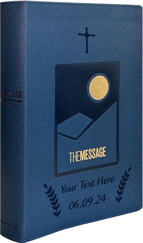 كتاب Printualist Personalized Gift Bible مع اسم محفور ، رسالة كتابية Deluxe Gift ، طباعة كبيرة ، رحلة منتصف الليل ، جلد فو in Kuwait