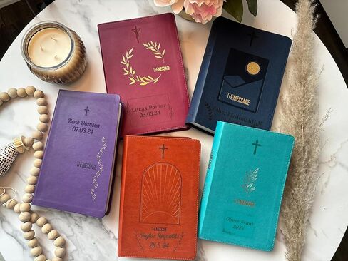 كتاب Printualist Personalized Gift Bible مع اسم محفور ، رسالة كتابية Deluxe Gift ، طباعة كبيرة ، رحلة منتصف الليل ، جلد فو in Kuwait