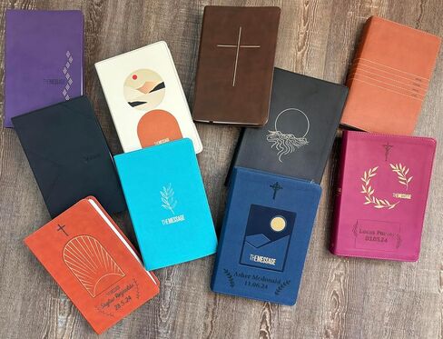 كتاب Printualist Personalized Gift Bible مع اسم محفور ، رسالة كتابية Deluxe Gift ، طباعة كبيرة ، رحلة منتصف الليل ، جلد فو in Kuwait