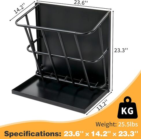 Outvita Hay Feeder 2 in 1 Hay Rack, Wall Mount Goat Horse Feeders, Heavy Duty Steel Hanging Feeders with Detachable Grain Tray for Farm Livestock Goat Sheep Grain Indoor Outdoor Uses in Kuwait