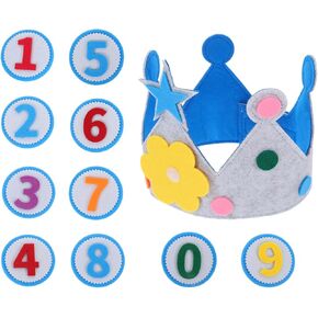 Felt Birthday Crown for Kids: Reusable Crown Felt Happy Birthday Hat with Interchangeable Numbers 0-9 for Party Supplies