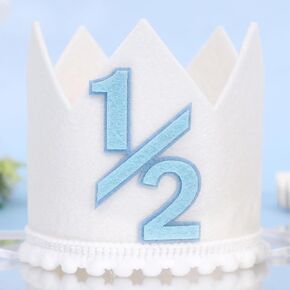 Half Birthday Crown - 6 Months Crown Hat for Baby Boy/Girl, 1/2 Birthday Cake Smash Photo Props, Half Way Outfits for Baby