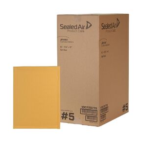 Sealed Air Jiffylite Self-Seal Bubble Mailer, #5, Barrier Bubble Air Cell Cushion, Self-Adhesive Closure, 10.5 x 16, Brown Kraft, 80/CT