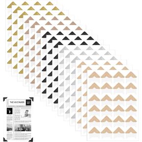 Scrapbook Photo Corners, 360 Pcs Self-Adhesive Photo Corner Stickers, Easy to Peel and Stick Safe for Vintage Photos DIY Album Journal, (5 Colors, 15 Sheets)