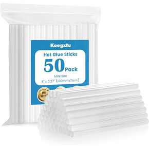 Mini Hot Glue Sticks, 4" x 0.27inches/0.7cm Diameter (50 Pcs) - Clear Glue Gun Sticks for Metal, Wood, Glass DIY Art Craft & School Classroom Projects, Compatible with Most Mini Glue Guns