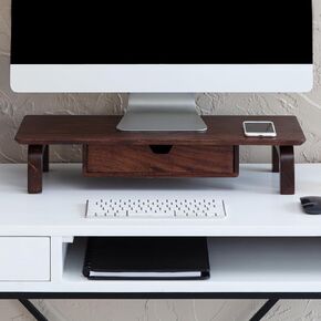 Anji Mountain Monitor Stand - Desktop Organizer & Laptop Riser, Ergonomic Monitor Riser, Space-Saving Monitor Stand for Desk, Durable Construction, Easy Assembly, Ideal for Home & Office,Black