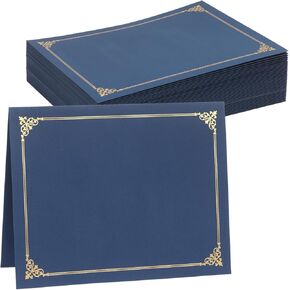 50 Count Certificate Holder, Diploma Covers Gold Foil Border, for Letter Size 8.5x11 Certificates, Cardstock, Document Papers - Navy Blue