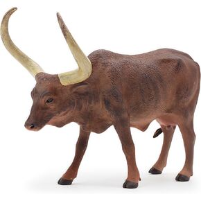Gemini&Genius Longhorn Cow Farm Toy for Kids, Realistic and Durable Bossy Bull Farm Animal Toy, Gift, Cake Topper and Collection Model for Boys and Girls