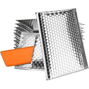 75 Pack 6 x 9 Inch Metallic Bubble Mailers, Silver Poly Padded Envelopes Cushioned Mailers, Opaque Packaging Postal Self Seal Shipping Bags for CD, Jewelry, Small Business