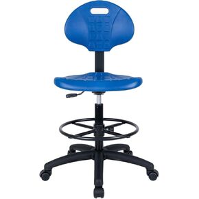 TAKE UR SEAT® Deluxe Polyurethane Drafting Lab Stool Chair, 18" Adjustable Footring, 10" Adjustable Height, 450 lbs seat Capacity, Heavy Duty, Shipped Within 24 Hours, Blue (Tall Bench Height,Glide)