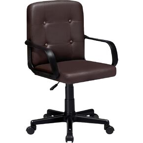 VECELO Executive Office Chair with Wheels&Armrests Mid Back PU Leather Adjustable Height, 360-Degree Swivel for Desk, Home, Conference, Coffee, Set of 1