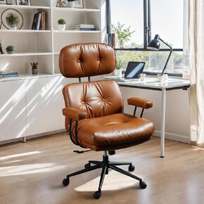 Big and Tall Office Chair, 300LBS Suede Fabric Executive Chair Whit Lumbar Support, Managerial Home Desk, Heavy Duty High Back Computer Chair(Suede Brown)