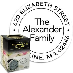 Custom Monogram Address Self Inking Stamp - Perfect Holiday Gift in Elegant Gift Box! - Choose from 15 Ink Colors - Style 034